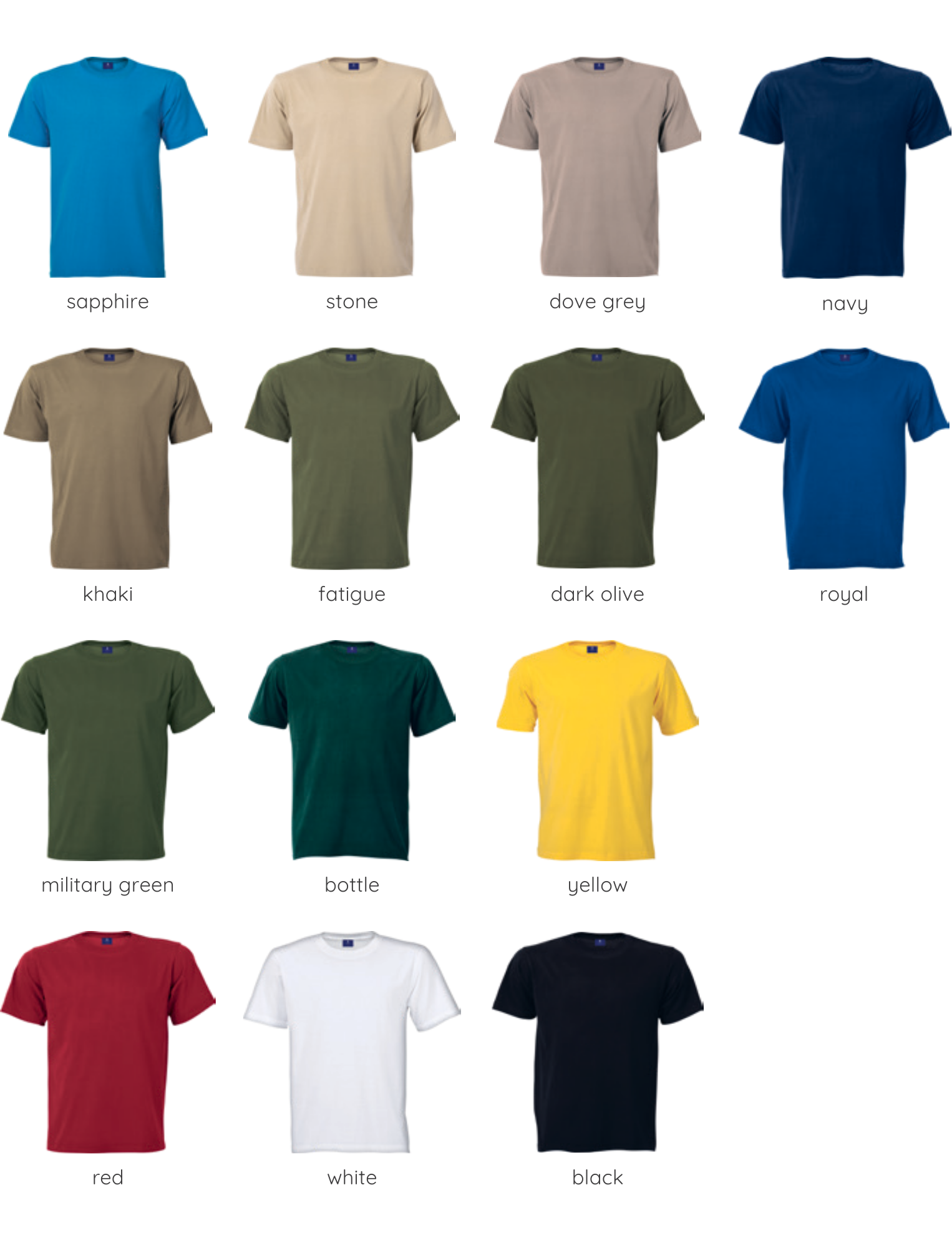 180g Crew Neck Tee Shirts - Unisex Adults